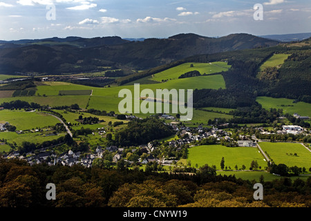 Ansicht der Bruchhauser von Bruchhauser Steine, Olsberg, Nordrhein-Westfalen, Deutschland Stockfoto