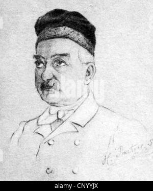 Fontane, Theodor, 30.12.1819 - 20.9.1898, deutscher Schriftsteller, sein Vater Louis Henry, Zeichnen, 19. Jahrhundert, Stockfoto