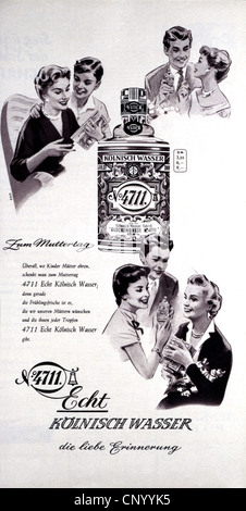 Werbung, Kosmetik, 4711 Eau de Cologne, Werbung, 1957, Zusatzrechte-Clearences-nicht vorhanden Stockfoto