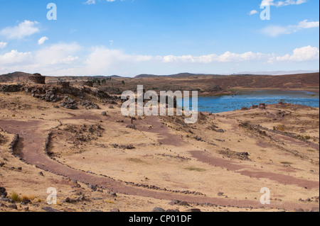 Inka Ruinen Chullpas de Sillustani, Puno, Peru Stockfoto