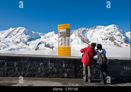 Blick vom Gornergrat zum Monte Rosa Massiv, Schweiz Stockfoto