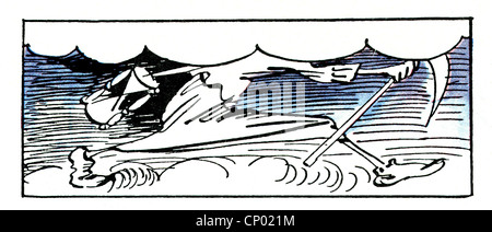 Literatur, Wilhelm Busch, 'Julchen' - 'Vatersorgen', Illustration von W. Busch (1832 - 1908), der Künstler das Urheberrecht nicht gelöscht werden Stockfoto