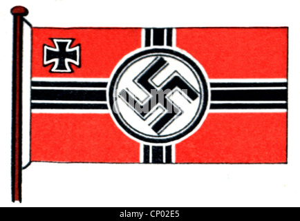 Heraldik, Flaggen, Deutsches Reich, Kriegsflagge 1935 - 1945, später 1930er Jahre, Zusatzrechte-Clearences-nicht vorhanden Stockfoto