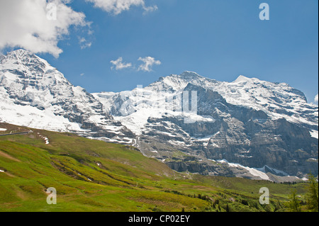 Jungfraumassiv von Kleine Scheidegg, Schweiz, Berner Oberland Stockfoto