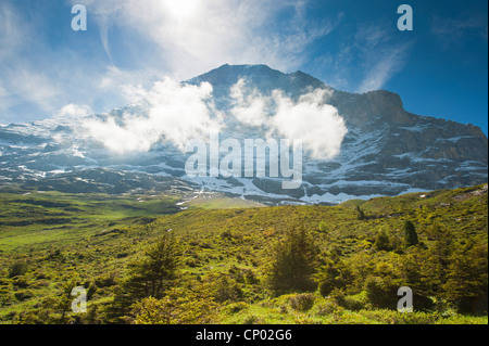 Jungfraumassiv von Kleine Scheidegg, Schweiz, Berner Oberland Stockfoto