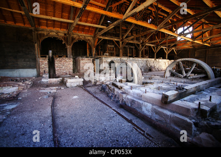 innen sah der alten Mühle, Berlin, Nevada - Geisterstadt Stockfoto