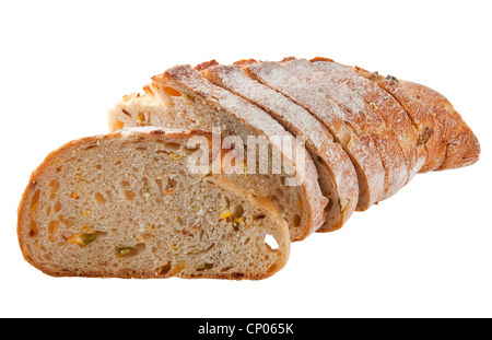 Mexikanische Brot mit Chili, in Scheiben geschnitten auf dem weißen Hintergrund isoliert Stockfoto