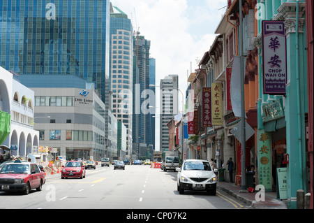 Traditionelle alte und moderne Neubauten Singapur Malaysia Stockfoto
