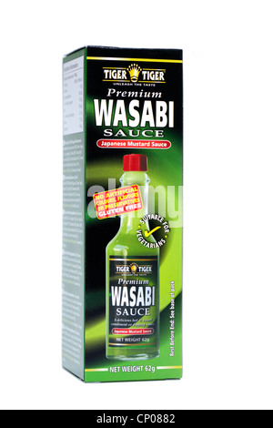 Verpackte Flasche Tiger Tiger Wasabi-sauce Stockfoto