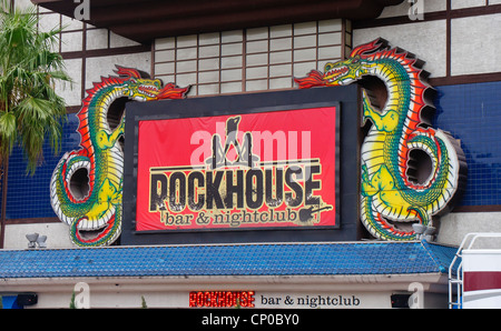 Schild am Rockhouse Bar and Grill in Las Vegas Stockfoto