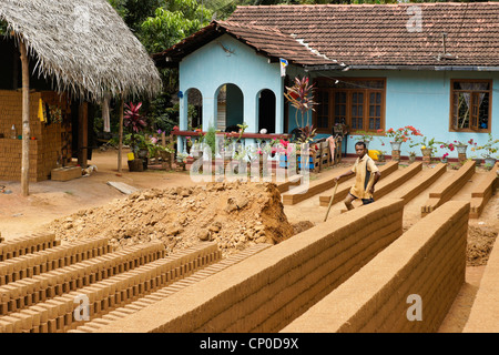 Mann, Lehmziegeln, Sri Lanka Stockfoto