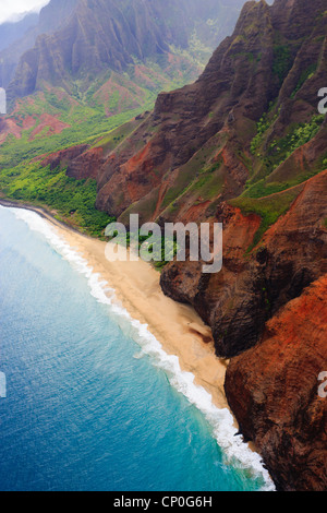 Helikopterblick über Napali Küste. Kauai, Hawaii Stockfoto