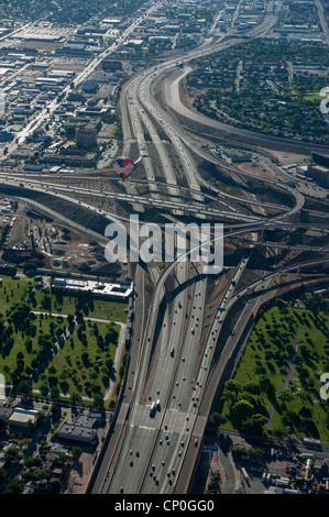 Albuquerque gesehen aus einem Heißluftballon. Neue Mexiko USA Stockfoto