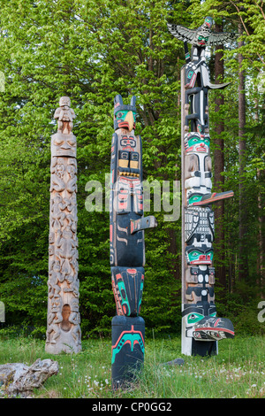 Stanley Park Totempfähle Vancouver Stockfoto