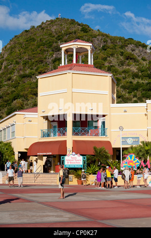 Das Hafengebiet Willkommen in Philipsburg, Sint Maarten, Westindien Stockfoto