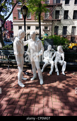 George Segals Gay Liberation Monument Statuen im Christopher Park in Greenwich Village, New York City. Stockfoto