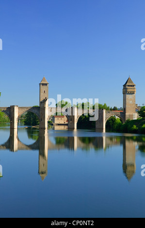 Lot Fluss Pont Valentre Cahors Lot Occitaine Frankreich Stockfoto