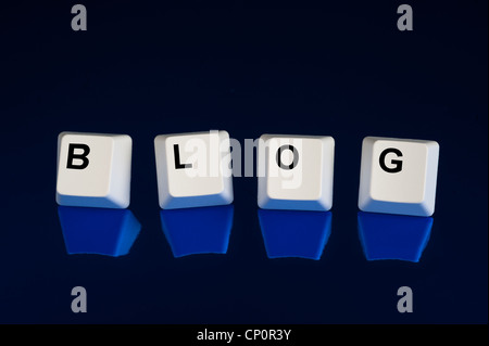 Eine Reihe von Computer-Tastatur-Tasten Blog Rechtschreibung. Gut für Internet und Technik Rückschlüsse. Stockfoto