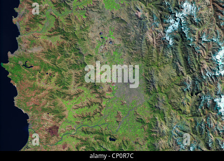 Satellitenbild von Santiago, Chile, Anden Stockfoto