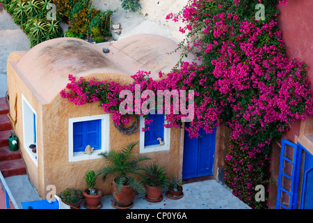 Haus mit traditionellen Baustil in Oia Santorini, Griechenland Stockfoto