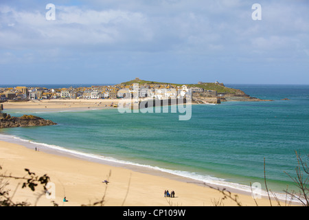 Ein Blick über Porthminster Strand, mit Blick in Richtung St.Ives - St.Ives, Cornwall Stockfoto