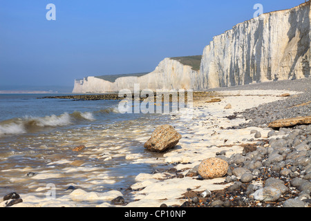 Die sieben Schwestern in East Sussex, eingefangen von in der Nähe von Birling Gap Stockfoto