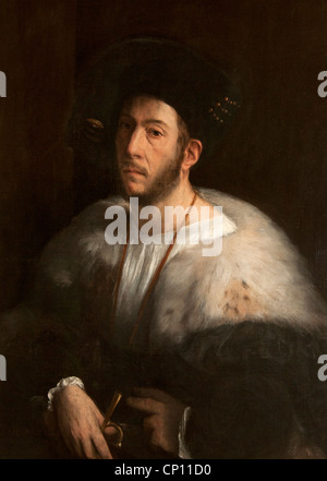 Porträt von einem Mann - Portrait Porträt Cesare Borgia 1518 d'homme von Giovanni di Lutero - DOSSO DOSSI 1489-1542 Italien Italienisch Stockfoto