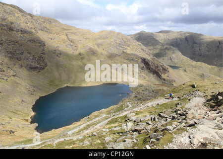 Niedrigwasser, auf dem Weg zum Old Man of Coniston, Cumbria, Lake District, England, Großbritannien, Deutschland, UK, Europa Stockfoto