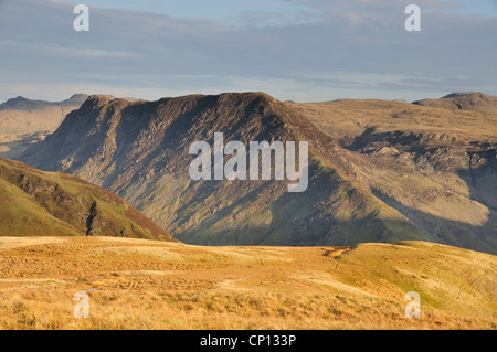 Fleetwith Hecht Frühjahr Abend Sonneneinstrahlung, hohen Snockrigg über Buttermere, englischen Lake District entnommen Stockfoto