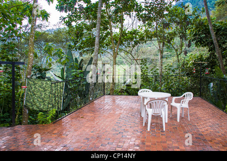 Tandayapa Lodge, einer ökologischen Lodge berühmt für Vögel und Kolibris in Ecuador. Stockfoto