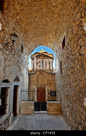 Die byzantinische Kirche von Agioi Apostoloi, Pyrgi Village, Insel Chios, nordöstlichen Ägäis, Griechenland. Stockfoto