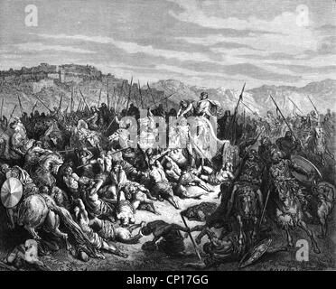 Religion, biblische Szenen, 'Ahab Besiegen der Syrer, Holzstich zur Bibel von Gustave Doré, 1866, Artist's Urheberrecht nicht gelöscht werden Stockfoto