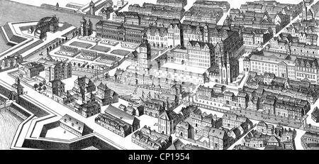 Geographie / Reisen, Deutschland, Berlin, Blick auf die Stadt mit der Wahlburg und einem Teil der Stadtbefestigung, nach Joh. Bernhard Schulz, 1688, Zusätzliche-Rechte-Clearences-Nicht Verfügbar Stockfoto