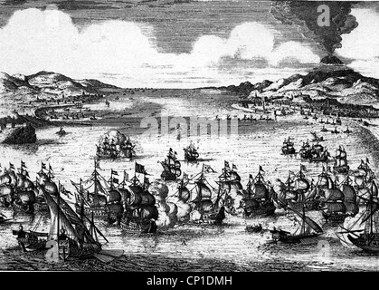 Veranstaltungen, Deutsch-Französischer Krieg 1672 - 1679, Seeschlacht von Catania, 22.4.1676, Kupferstich von Jan Luyken, zusätzliche-Rechte-Clearences-nicht verfügbar Stockfoto