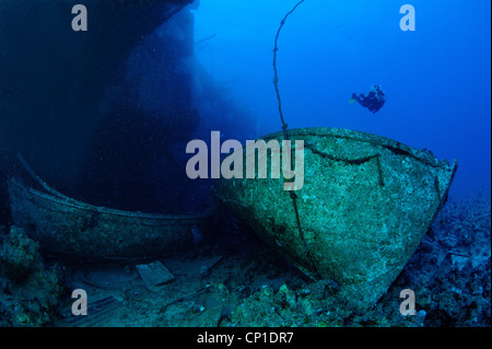 Rettungsboote aus dem Wrack der Salem Express im Roten Meer, Ägypten Stockfoto