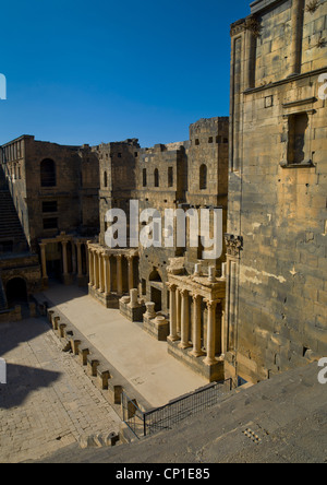 Römische Amphitheater Bühne, Bosra, Syrien Stockfoto