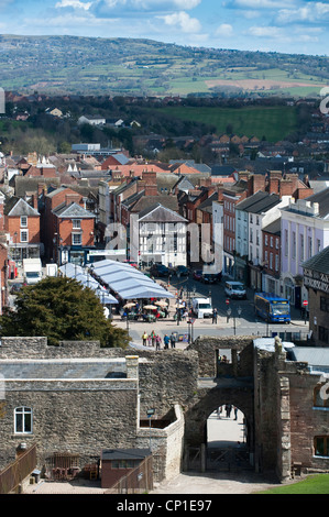 Ludlow lokalen produzieren Markt und Burg Shropshire-England Stockfoto