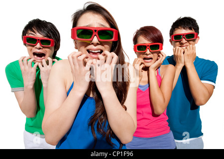 Junge Menschen Waching 3D-Film Stockfoto
