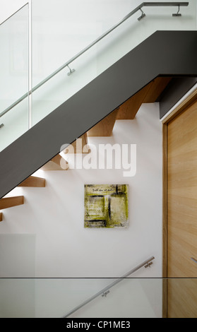 Treppe Detail in Privathaus in Worsley, Salford, Greater Manchester, England, UK. Stockfoto