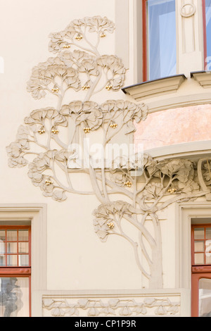 Jugendstil-Details des Hotel Central, Prag, Tschechische Republik Stockfoto