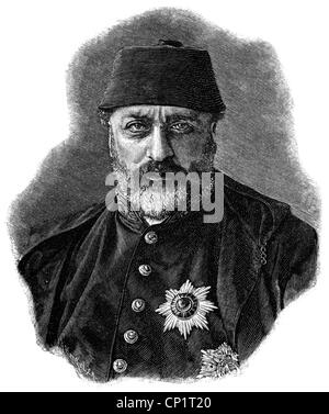 Abdulaziz, 9.2.1830 - 4.6.1876, Sultan des Osmanenreiches 25.6.1861 - 30.5.1876, Porträt, Holzgravur, 19. Furie, Stockfoto