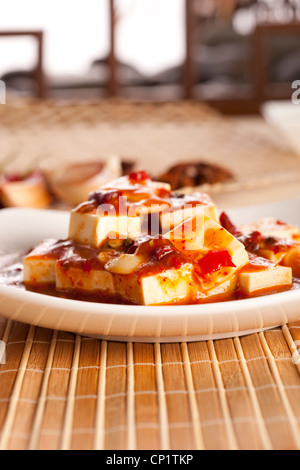 Nahaufnahme des chinesischen Mapo Tofu Stockfoto