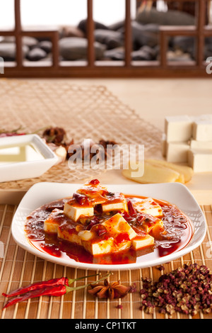 Nahaufnahme des chinesischen Mapo Tofu Stockfoto