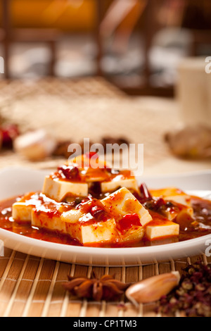 Nahaufnahme des chinesischen Mapo Tofu Stockfoto