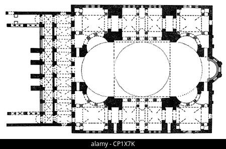 Architektur, Grundrisse, Hagia Sophia, Istanbul, Baujahr 532 - 537, zusätzliche-Rechte-Freiräumungen-nicht vorhanden Stockfoto