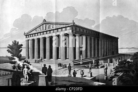 Geographie / Reisen, Griechenland, Athen, Akropolis, Parthenon, Außenansicht, Rekonstruktion, 'die Akropolis von Athen' von Adolf Boetticher, Berlin, 1888, Additional-Rights-Clearences-not available Stockfoto