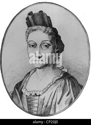 Merian, Maria Sibylla, 2.4. 1647 - 13.1.1717, deutscher Maler und Illustrator, Porträt, Kupferstich, um 1700, Artist's Urheberrecht nicht gelöscht werden Stockfoto