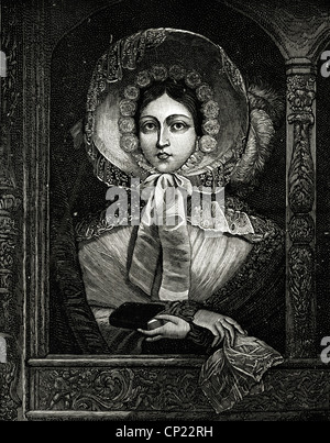 Portrait von Königin Victoria im Jahr 1846. Viktorianische Gravur vom 13. Juni 1887 Stockfoto