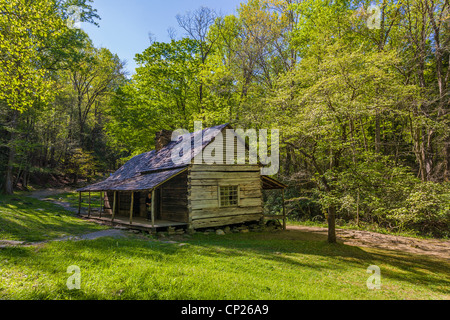 Noah "Bud" Ogle Homestead und Bauernhof auf der Roaring Fork Motor Lehrpfad im Great Smoky Mountains National Park in Tennesse Stockfoto