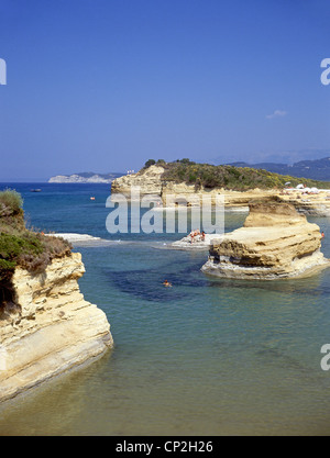 Sidari Cliffs, Canal d ' Amour, Sadari, Corfu, Ionische Inseln, Griechenland Stockfoto